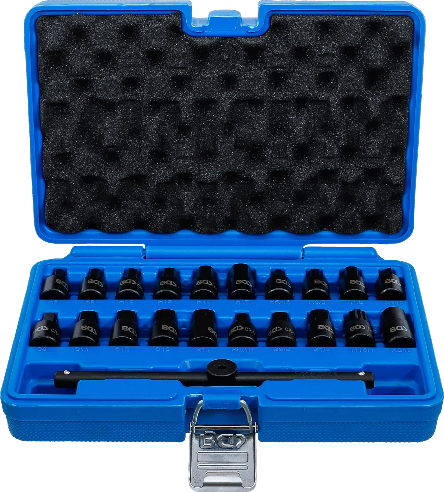 Speciális olajleeresztő-kulcs készlet | 10 mm (3/8") | 21 darabos