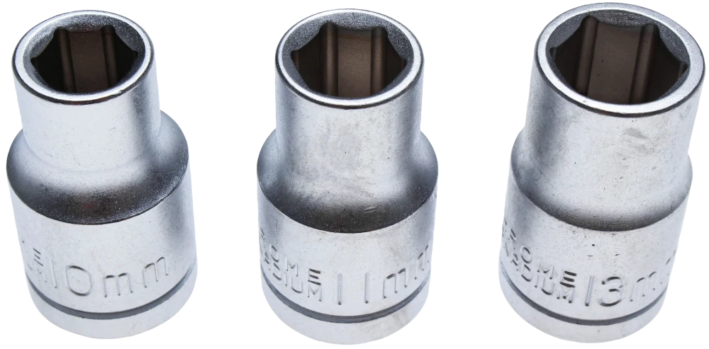 Conjunto de encaixes para chaves de caixa | Entrada 12,5 mm (1/2") | 10 - 11 - 13 mm | 3 peças 