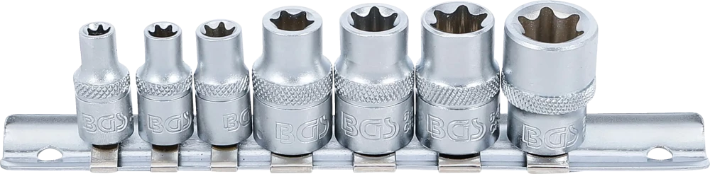 Dugókulcskészlet, E-profil | 6,3 mm (1/4") / 10 mm (3/8") | E6 - E16 | 7 darabos