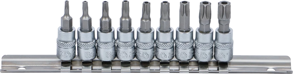 Behajtófej-készlet | 6,3 mm (1/4") | T-profil (Torx) T10 furattal - T50 | 9 darabos