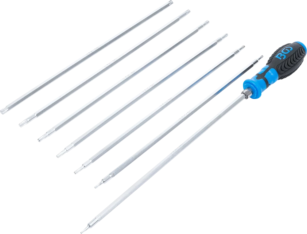 Csavarhúzó készlet cserélhető pengékkel | T-profil (Torx) / T-profil (Torx Plus) furattal | 8 darabos