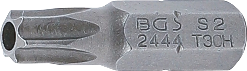 Behajtófej | Hossz 25 mm | Külső hatszögletű 6,3 mm (1/4") | T-profil (Torx) T30 furattal