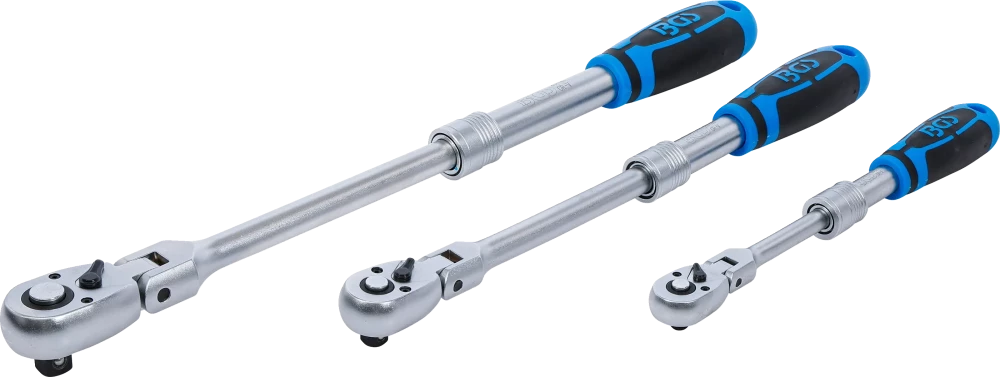 Racsnis kulcs készlet | kihúzható, hajlítható | 6,3 mm (1/4") - 10 mm (3/8") - 12,5 mm (1/2") | 3 darabos