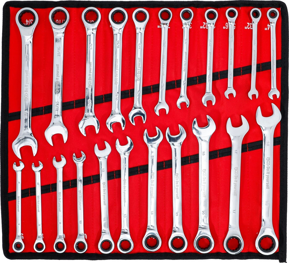 Jeu De Clés à Cliquet BGS 12 Pièces - Dimensions SW 8 à 19 Mm - Chrome - Neuf En Écrin