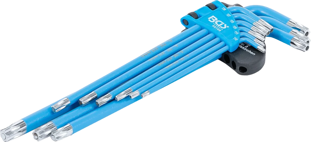 Derékszögű kulcs készlet | T-profil (Torx) / T-profil (Torx) T10 furattal - T50 | 9 darabos