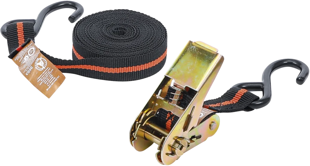 Racsnis rakományrögzítő | 2 nehéz horoggal | 5 m x 24 mm