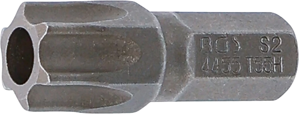 Behajtófej | Hossz 30 mm | Külső hatszögletű 8 mm (5/16") | T-profil (Torx) T55 furattal