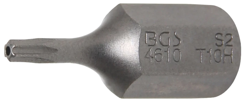 Behajtófej | Hossz 30 mm | Külső hatszögletű 10 mm (3/8") | T-profil (Torx) T10 furattal
