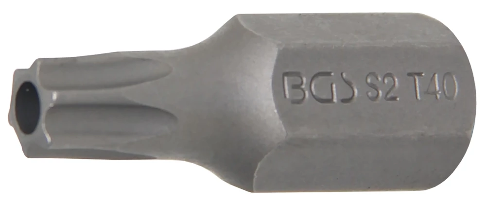 Behajtófej | Hossz 30 mm | Külső hatszögletű 10 mm (3/8") | T-profil (Torx) T40 furattal