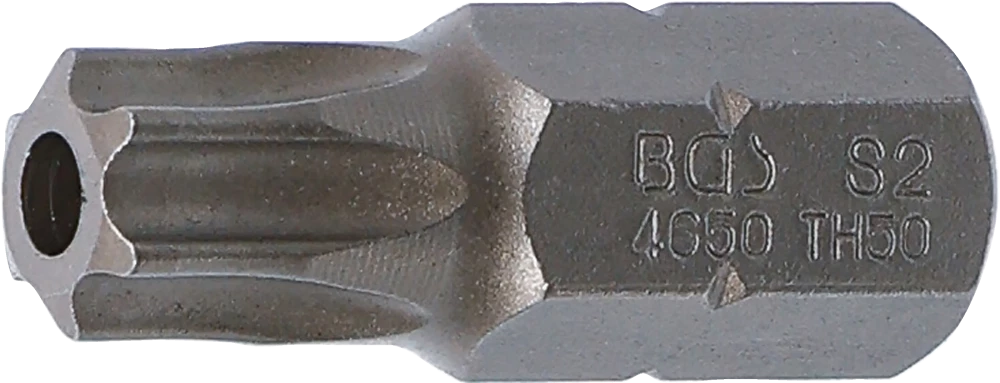 Behajtófej | Hossz 30 mm | Külső hatszögletű 10 mm (3/8") | T-profil (Torx) T50 furattal