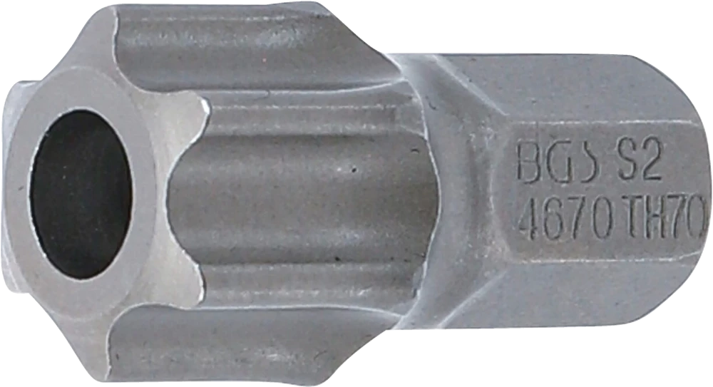 Behajtófej | Hossz 30 mm | Külső hatszögletű 10 mm (3/8") | T-profil (Torx) T70 furattal