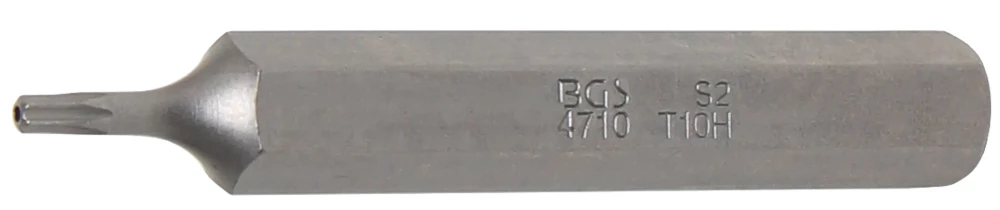Behajtófej | Hossz 75 mm | Külső hatszögletű 10 mm (3/8") | T-profil (Torx) T10 furattal