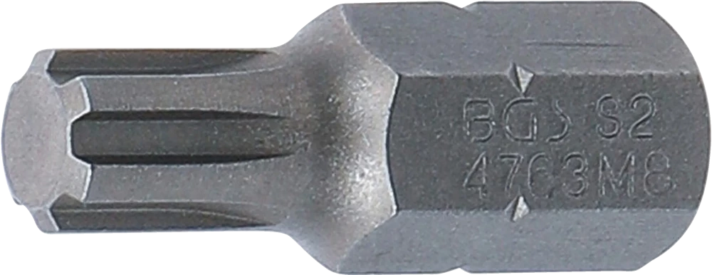 Behajtófej | Hossz 30 mm | Külső hatszögletű 10 mm (3/8") | Ékprofil (RIBE) M8