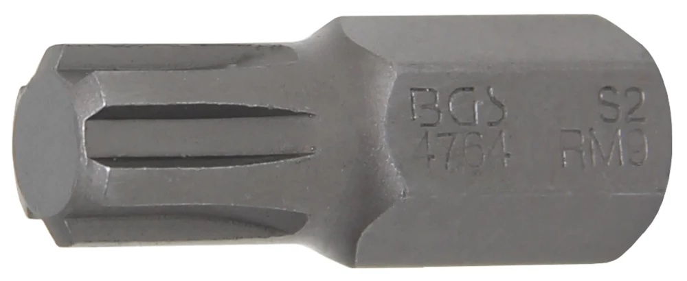 Behajtófej | Hossz 30 mm | Külső hatszögletű 10 mm (3/8") | Ékprofil (RIBE) M9