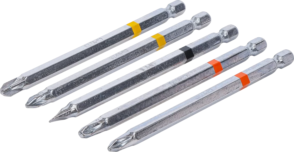 Behajtófej készlet | Külső hatszögletű behajtófej 6,3 mm (1/4") | Csillag PH, csillag PZ, lapos | 110 mm hosszú | 5 darabos