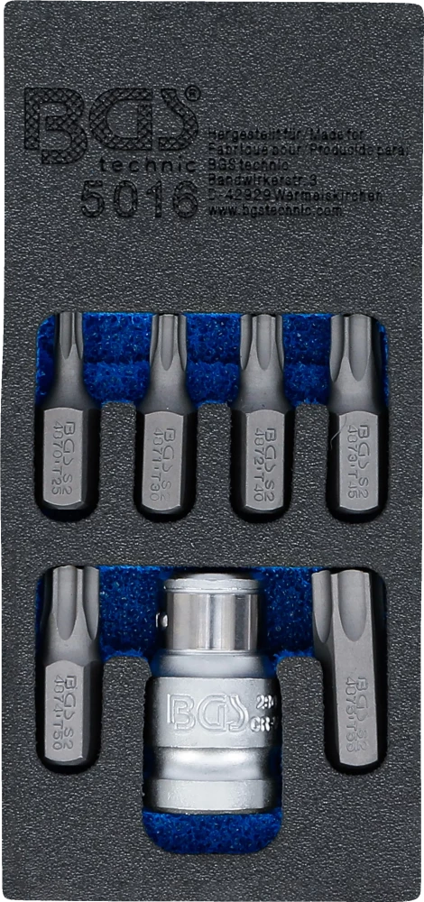 Csavarhúzó-behajtófej készlet | Külső hatszögletű 10 mm (3/8") | T-profil (Torx) | 7 darabos