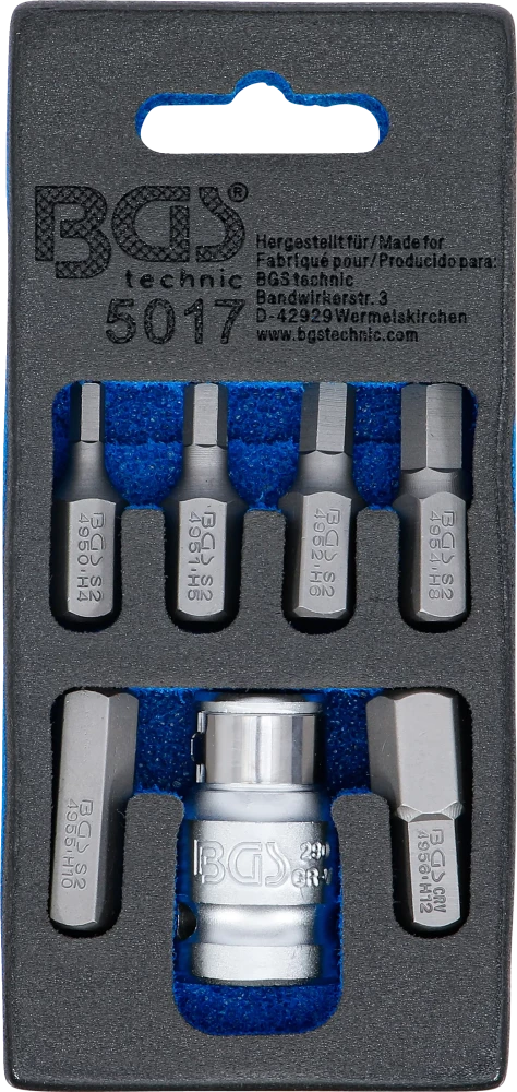 Csavarhúzó-behajtófej készlet | Külső hatszögletű 10 mm (3/8") | Belső hatszögletű | 7 darabos