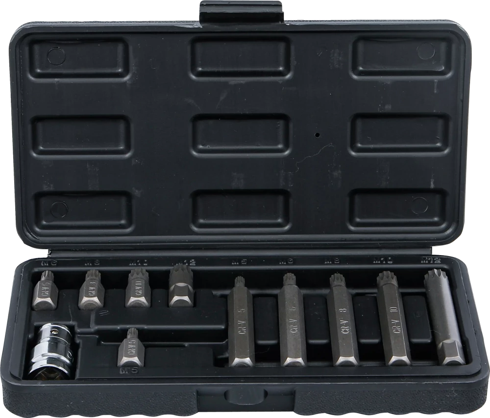 Behajtófej készlet | külső hatszögletű kulcsnyílású hajtás 10 mm (3/8") | Belső bordázattal (XZN) | 11 darabos