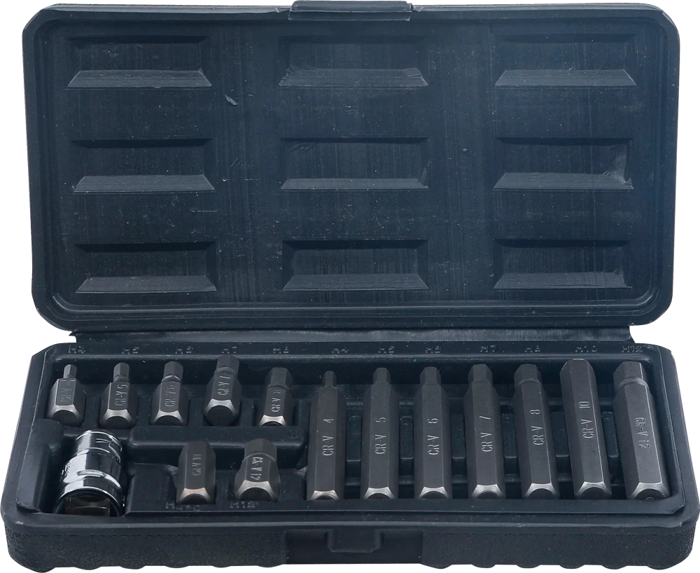 Behajtófej készlet | külső hatszögletű kulcsnyílású hajtás 10 mm (3/8") | Belső hatszögletű | 15 darabos