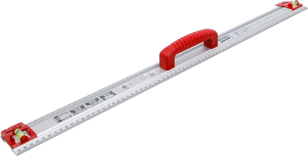 Vágó- és jelölővonalzó | Fogantyúval és vízmértékkel | 750 mm