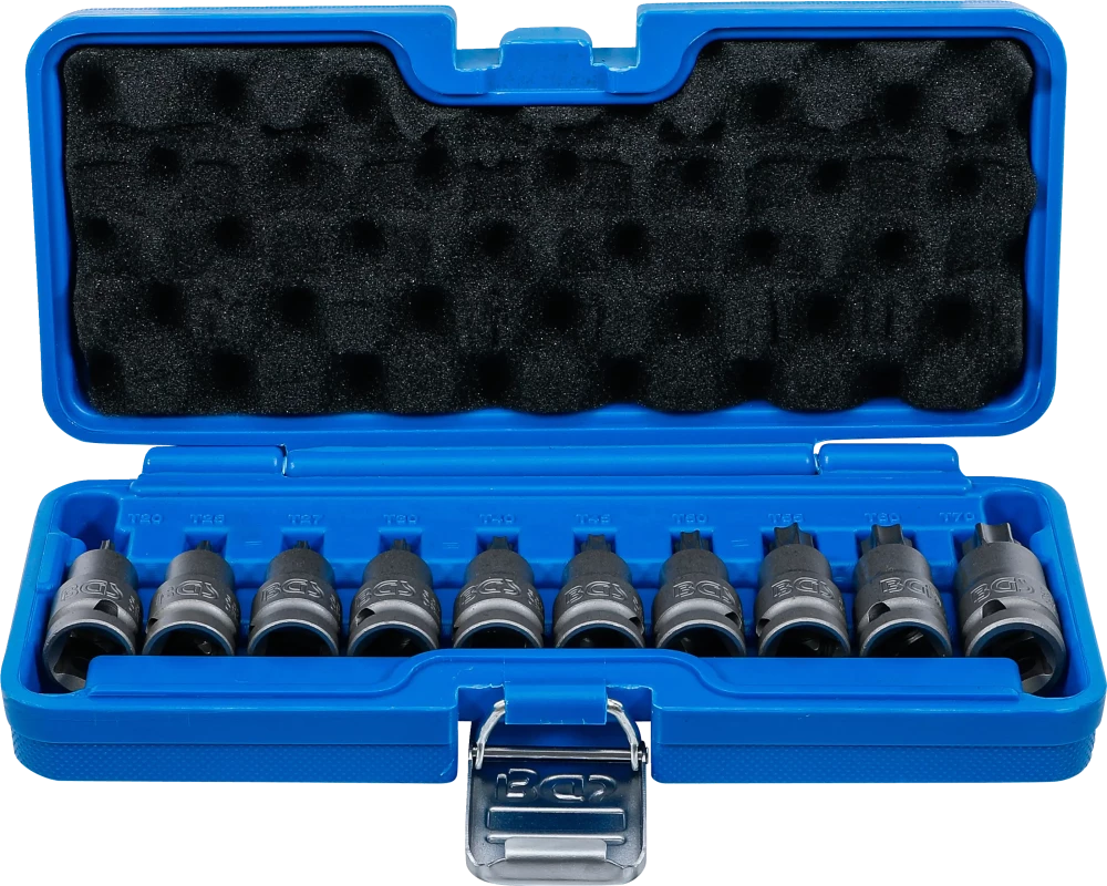 Levegős dugókulcskészlet | 12,5 mm (1/2") | T-profil (Torx) T20 - T70 | 10 darabos