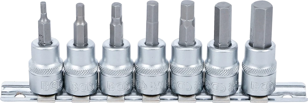 Behajtófej-készlet | 10 mm (3/8") | Belső hatszögletű 3 - 10 mm | 7 darabos