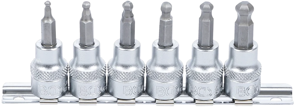 Behajtófej-készlet | 10 mm (3/8") | Belső hatszögletű gömbfejes 3 - 8 mm | 6 darabos