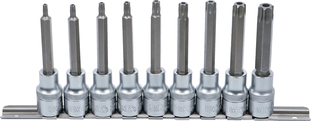 Behajtófej-készlet | 12,5 mm (1/2") | T-profil (Torx) furattal | 9 darabos