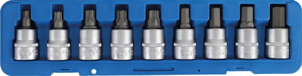 Behajtófej-készlet | 20 mm (3/4") | Belső hatszögletű, T-profil (Torx) | 9 darabos