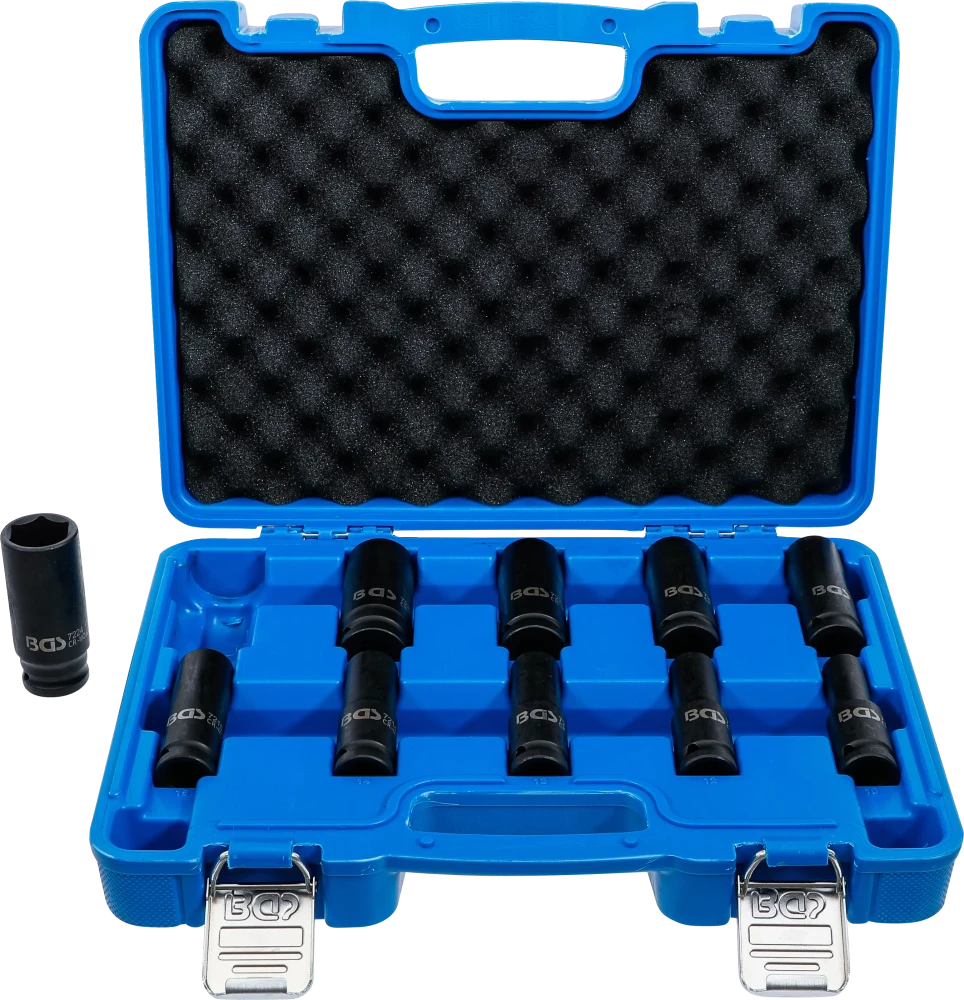Levegős dugókulcskészlet hatszögletű, mély | 12,5 mm (1/2") | 10 - 24 mm | 10 darabos
