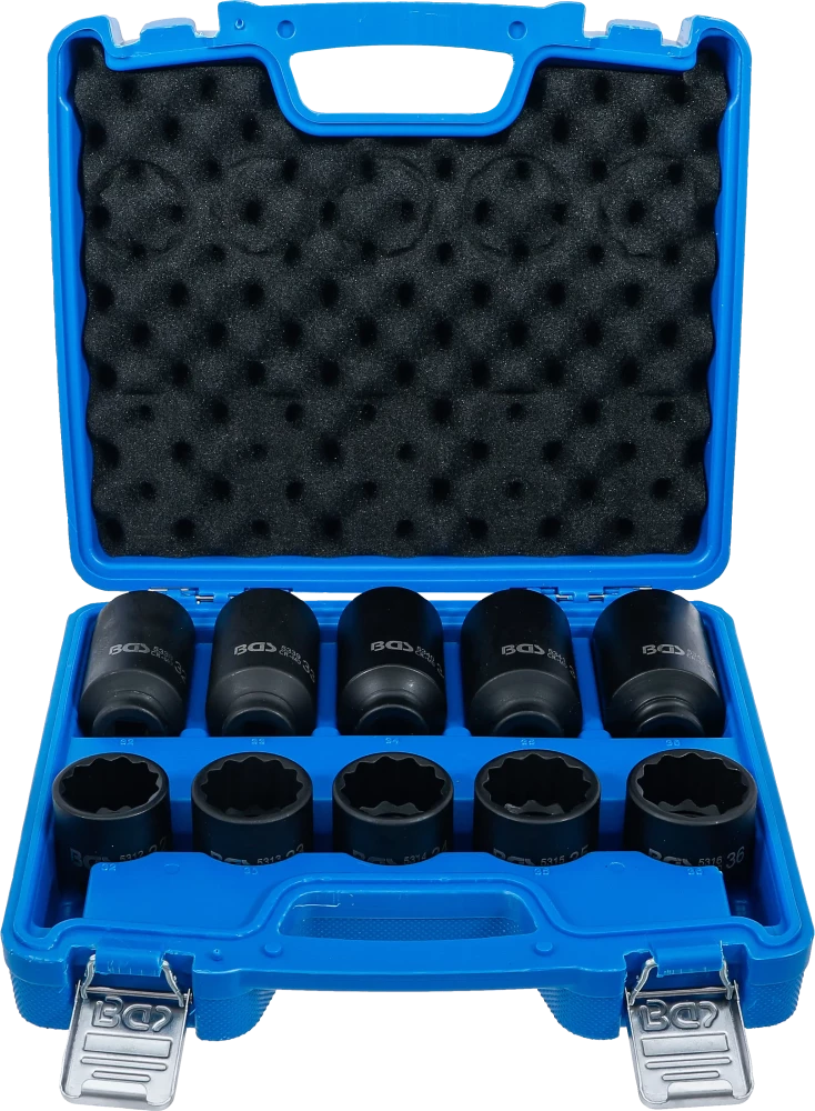 Levegős dugókulcskészlet | tizenkétszögletű | 12,5 mm (1/2") | 32 - 36 mm | 10 darabos