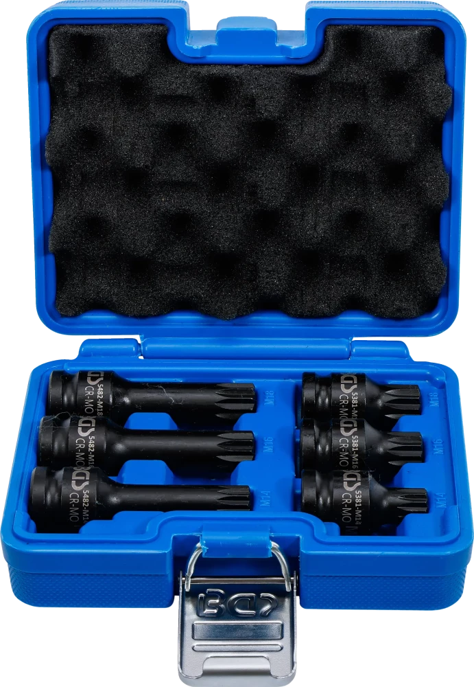 Levegős dugókulcskészlet | 12,5 mm (1/2") | (XZN) M14 - M18 | 6 darabos