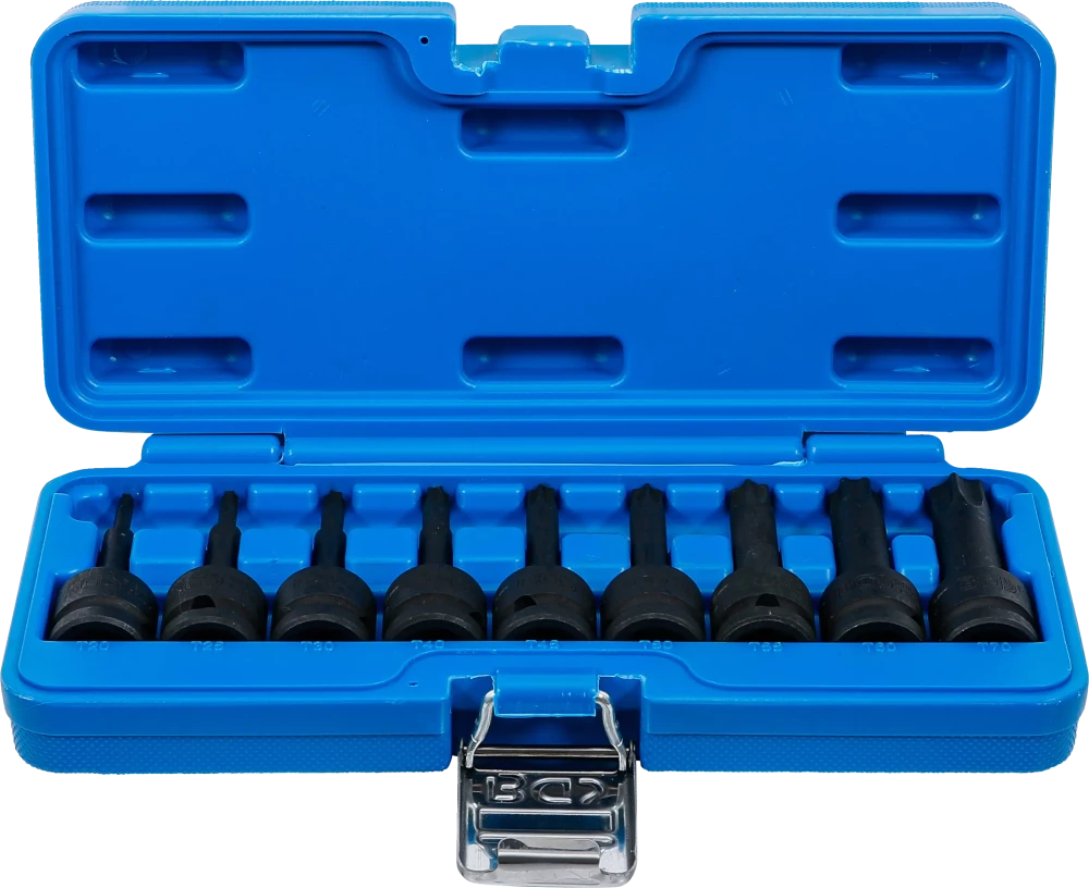 Levegős dugókulcskészlet | 12,5 mm (1/2") | T-profil (Torx) T20 - T70 | 9 darabos