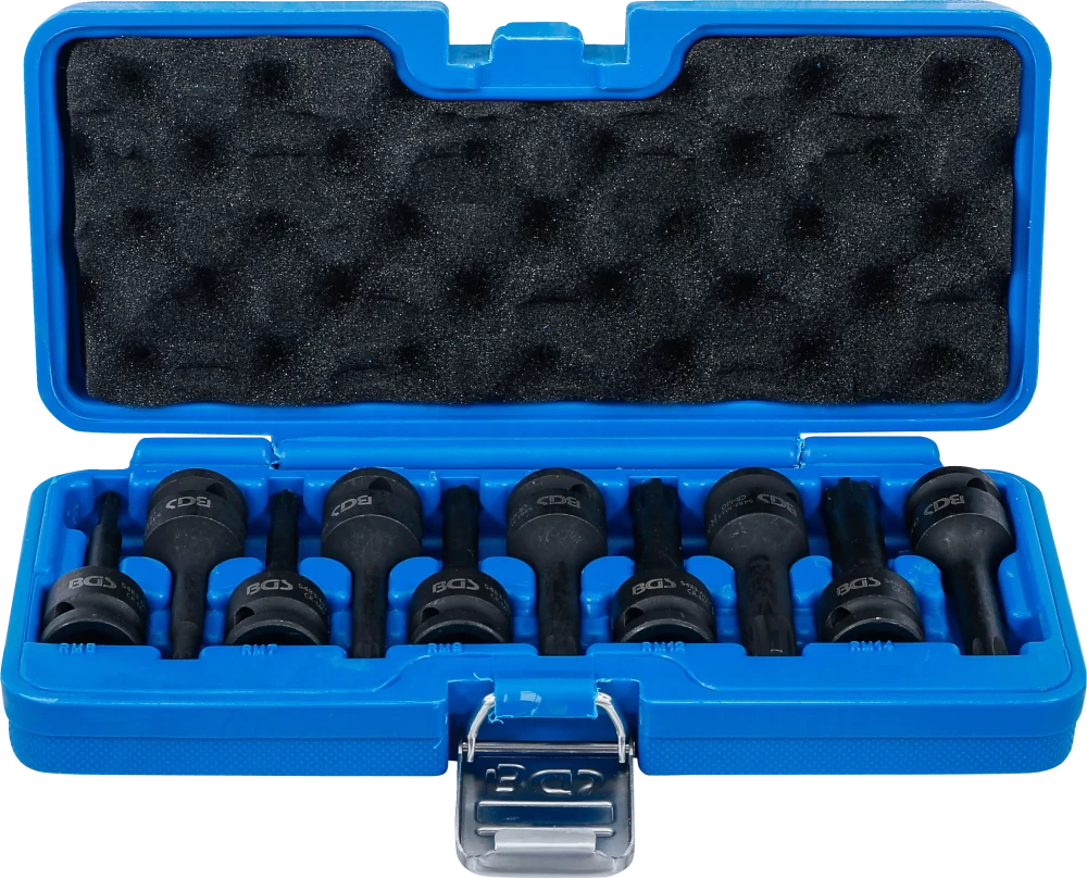 Levegős dugókulcskészlet | 12,5 mm (1/2") | Ékprofil (Ribe) M5 - M14 | 9 darabos