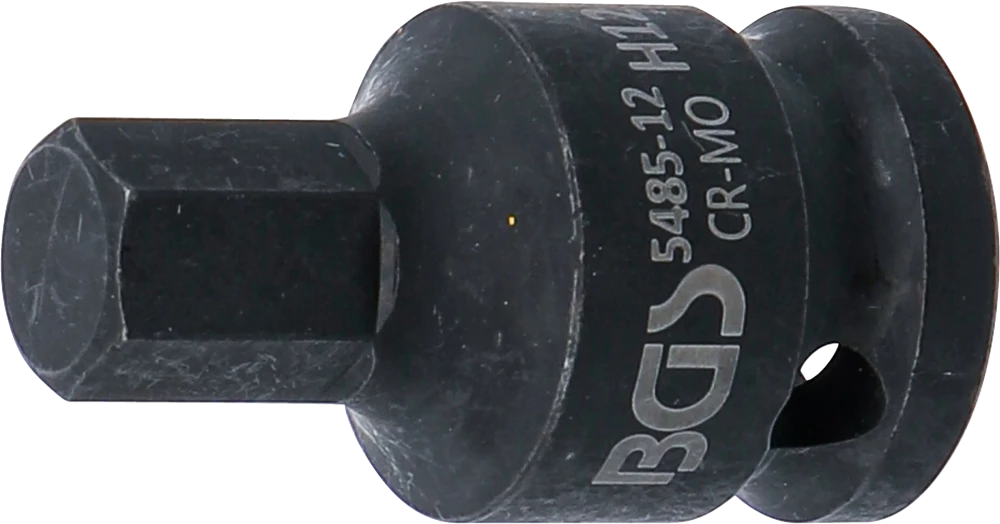 Levegős dugókulcs | Hossz 42 mm | 12,5 mm (1/2") | Belső hatszögletű 12 mm