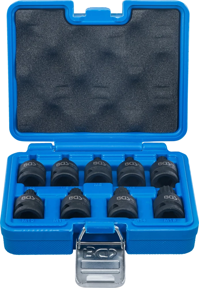 Levegős dugókulcskészlet | 12,5 mm (1/2") | (XZN) M4 - M16 | 9 darabos