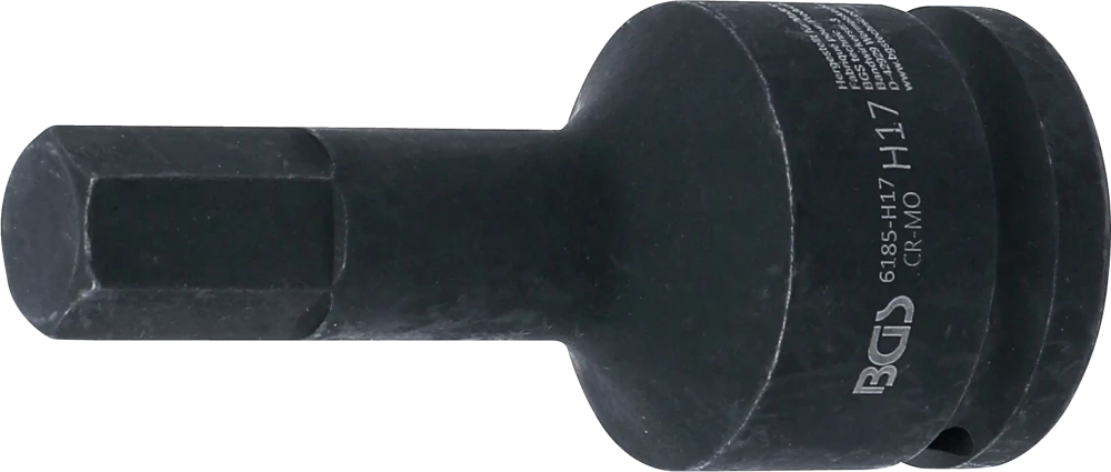 Levegős dugókulcs | Hossz 100 mm | 20 mm (3/4") | Belső hatszögletű 17 mm