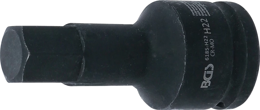 Levegős dugókulcs | Hossz 100 mm | 20 mm (3/4") | Belső hatszögletű 22 mm