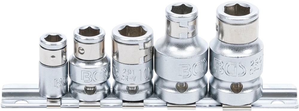 Golyós behajtófej-adapter készlet | Belső négyszögletű kulcsnyílású elem 6,3 mm (1/4") / 10 mm (3/8") / 12,5 mm (1/2") | 5 darabos