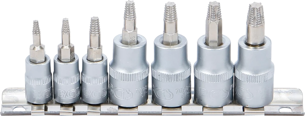 Csavarkiszedő készlet | 6,3 mm (1/4") / 10 mm (3/8") | hibás T-profilhoz (Torx) | T10 - T40 | 7 darabos