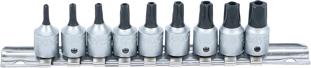 Behajtófej-készlet | 6,3 mm (1/4") | TS-profil (Torx Plus) furattal TS10 - TS50 | 9 darabos