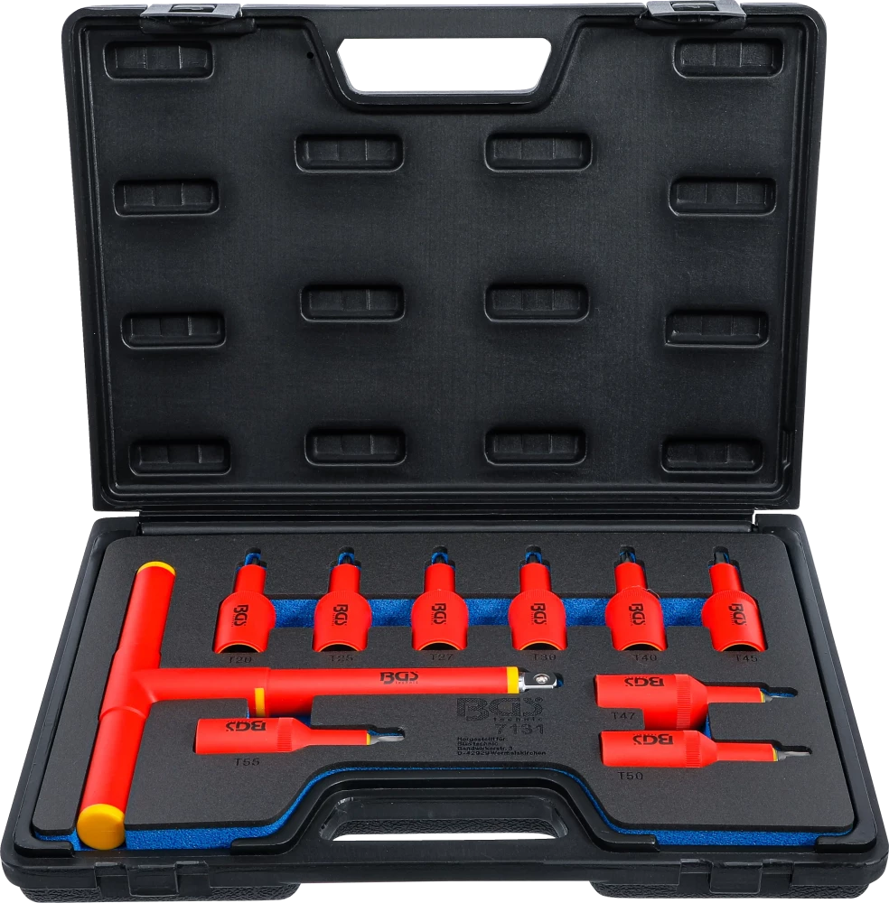 VDE-behajtófej készlet | 12,5 mm (1/2") | T-profil (Torx) T20 - T55 | 10 darabos