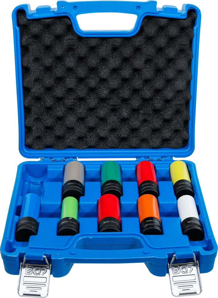 Légkulcsfej készlet | 12,5 mm (1/2") | 15 - 24 mm méretű és speciális kerékcsavarok | 10 darabos