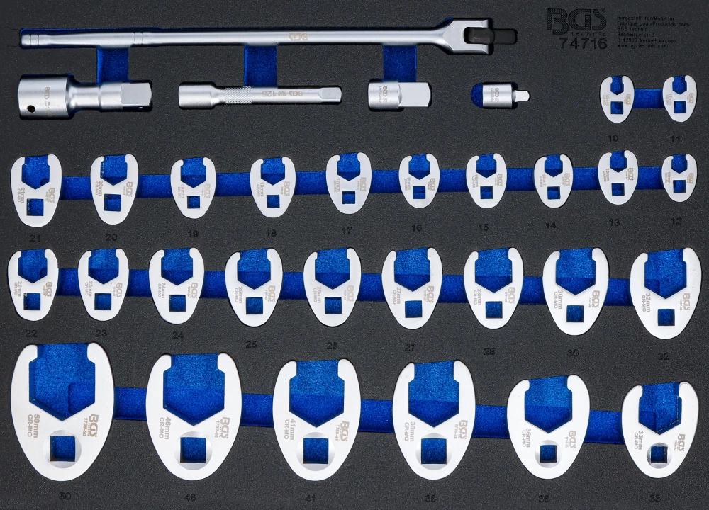 Műhelykocsi-betét 3/3: Hollanderkulcs készlet | 10 mm (3/8"), 12,5 mm (1/2"), 20 mm (3/4") | 10 - 50 mm | 32 darabos