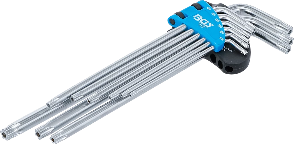 Derékszögű kulcs készlet | extra hosszú | TS-profil (Torx Plus) TS10 - TS50 | 9 darabos