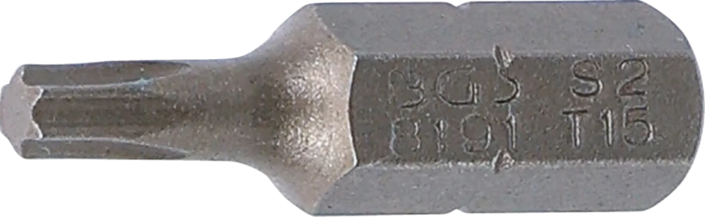 Behajtófej | Hossz 25 mm | Külső hatszögletű 6,3 mm (1/4") | T-profil (Torx) T15