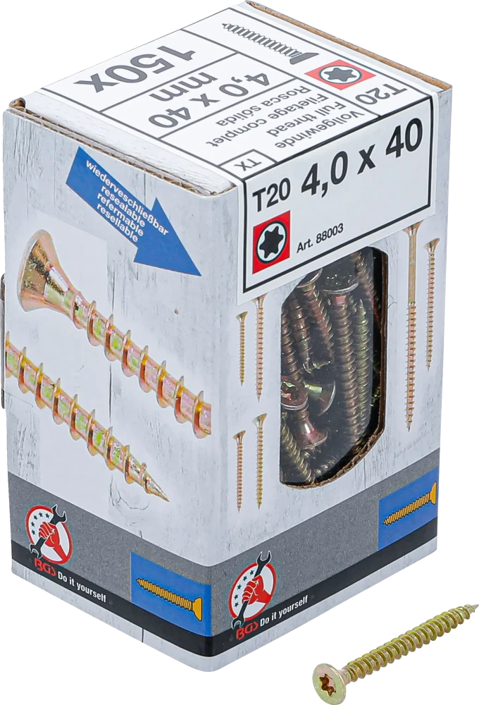 Univerzális csavarok | T-profil (Torx) T20 | 4,0 x 40 mm | 150 db