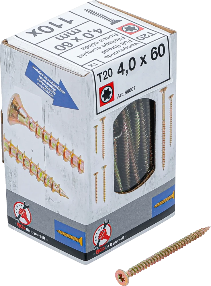 Univerzális csavarok | T-profil (Torx) T20 | 4,0 x 60 mm | 110 db