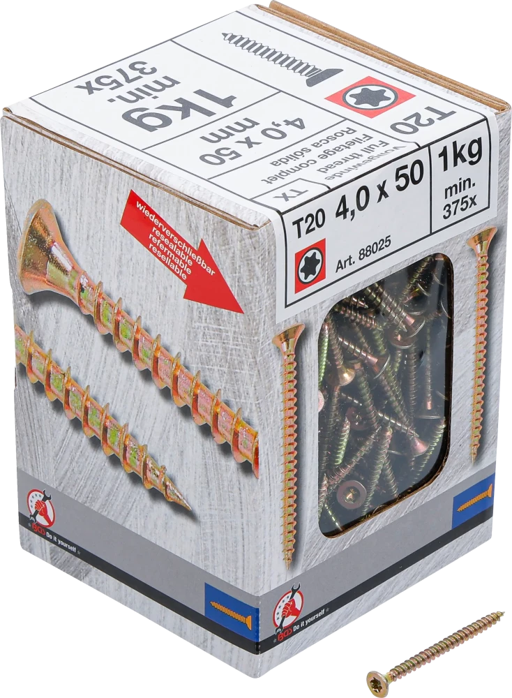 Univerzális csavarok | T-profil (Torx) T20 | 4,0 x 50 mm | 1 kg / 375 db