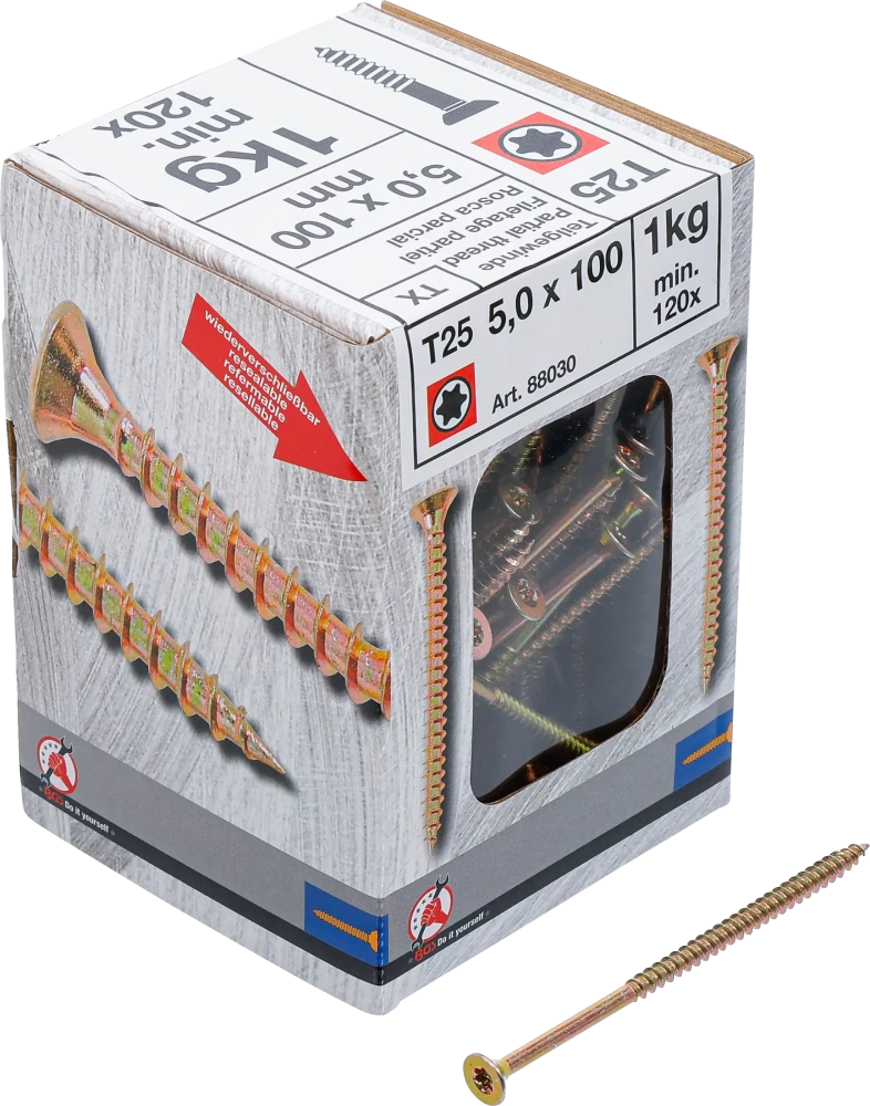 Univerzális csavarok | T-profil (Torx) T25 | 5,0 x 100 mm  | 1 kg / 120 db